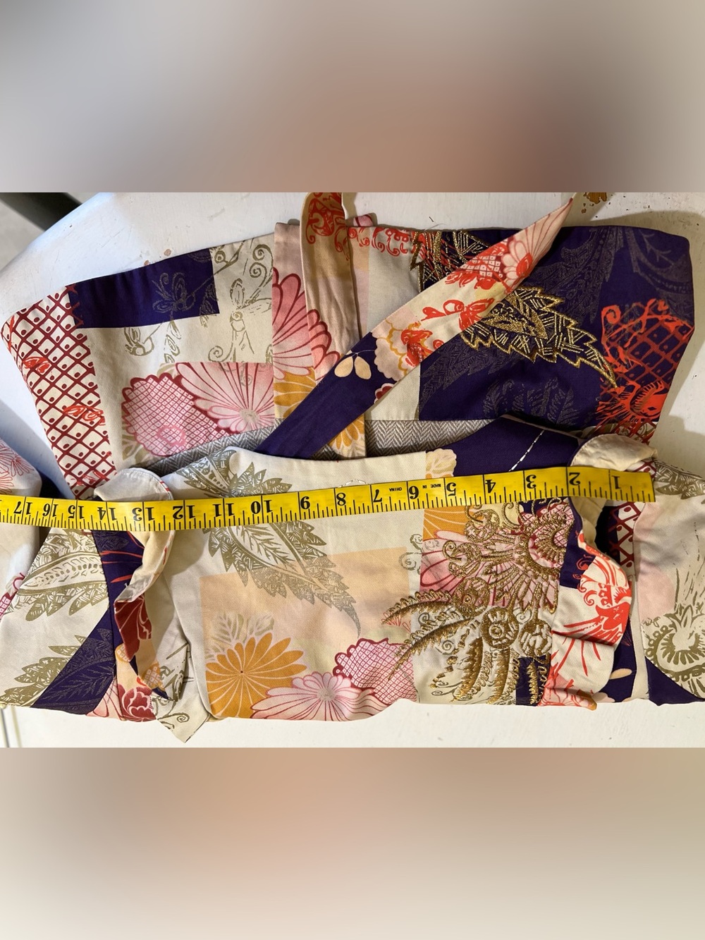 Anthropologie elevenses Floral Patchwork Wrap Blazer in Purple & Cream 8 - Picture 16 of 16